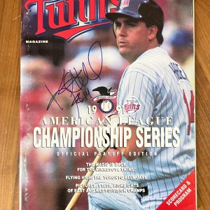 * KENT HRBEK * signed program * 1991 ALCS MINNESOTA TWINS * 1