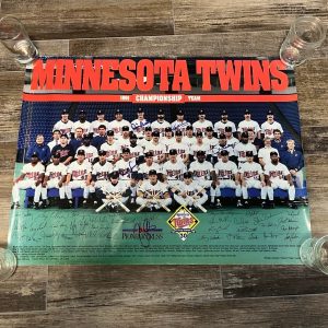 * 1991 MINNESOTA TWINS * signed poster * WORLD SERIES CHAMPIONS * 5 AUTOGRAPHS *