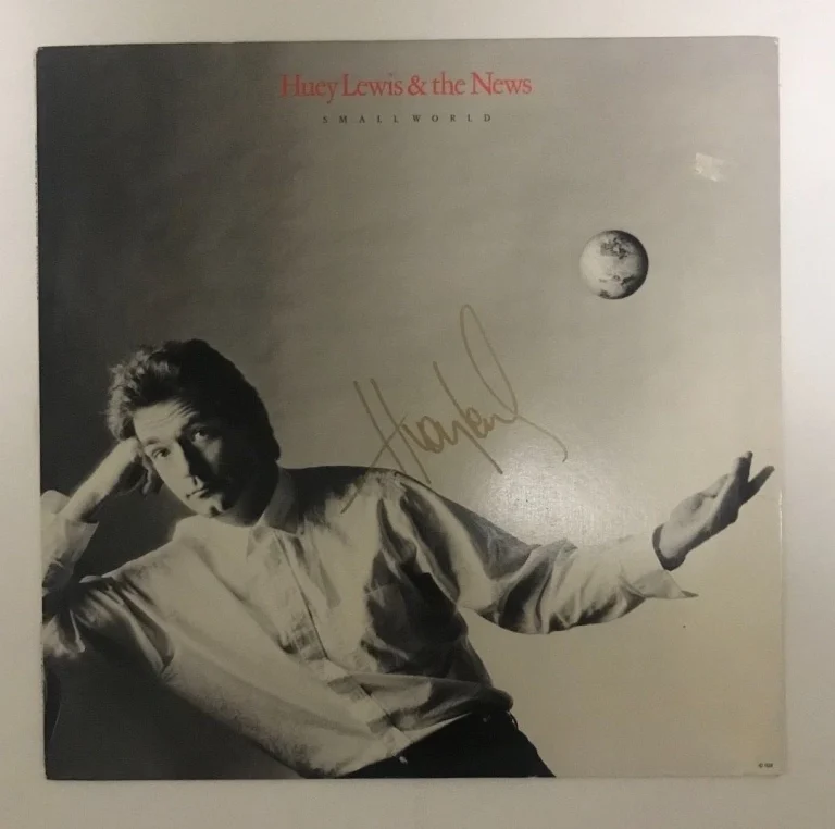 * HUEY LEWIS * signed autographed vinyl album * SMALL WORLD * 1