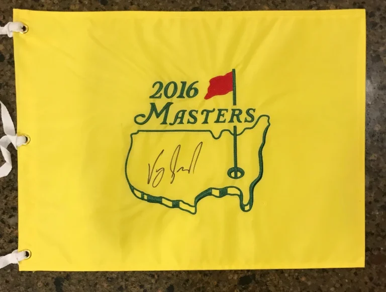 * VIJAH SINGH * signed autographed * MASTERS FLAG * 2000 Winner * 2