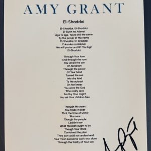 AMY GRANT SIGNED LYRIC SHEET SINGER EL-SHADDAI AUTHENTIC AUTOGRAPH COA