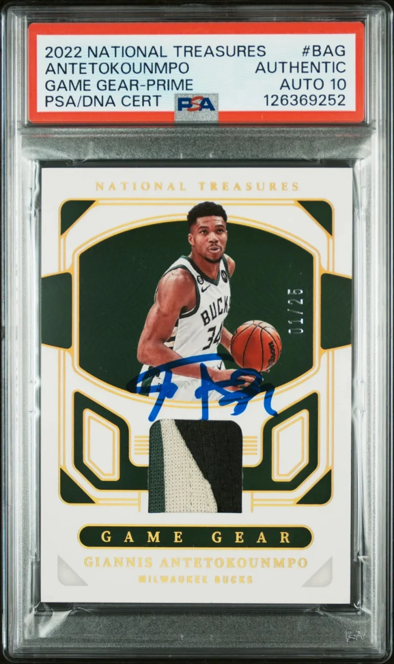 2022 National Treasures #BAG Giannis Antetokounmpo 01/25 signed card PSA Auto 10