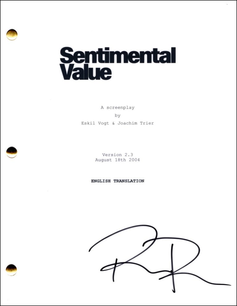 Renate Reinsve Signed Autograph Sentimental Value Full Movie Script Screenplay
