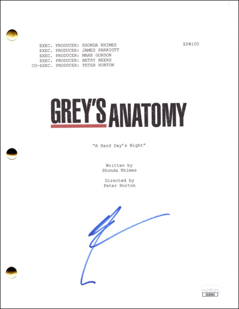 Patrick Dempsey Signed Autograph Grey's Anatomy Pilot Script Screenplay JSA COA