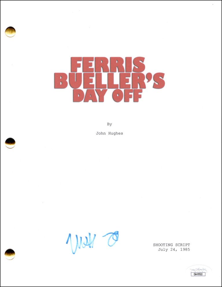 Matthew Broderick Signed Autograph Ferris Bueller's Day Off Movie Script JSA COA