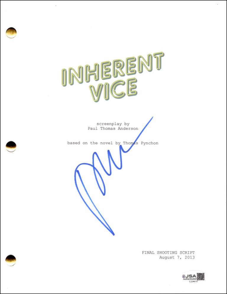 Paul Thomas Anderson Signed Autograph Inherent Vice Full Movie Script w/ JSA COA