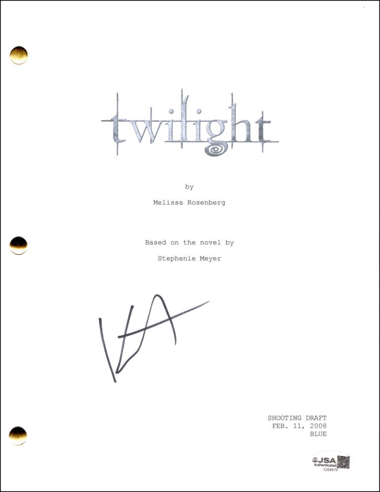 Kristen Stewart Signed Autograph Twilight Full Movie Script Screenplay JSA COA