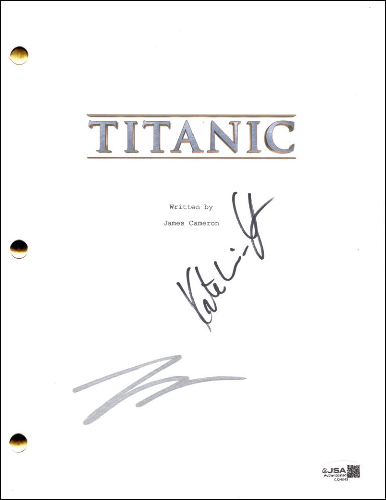 Leonardo Dicaprio & Kate Winslet Signed Autograph Titanic Movie Script - JSA COA