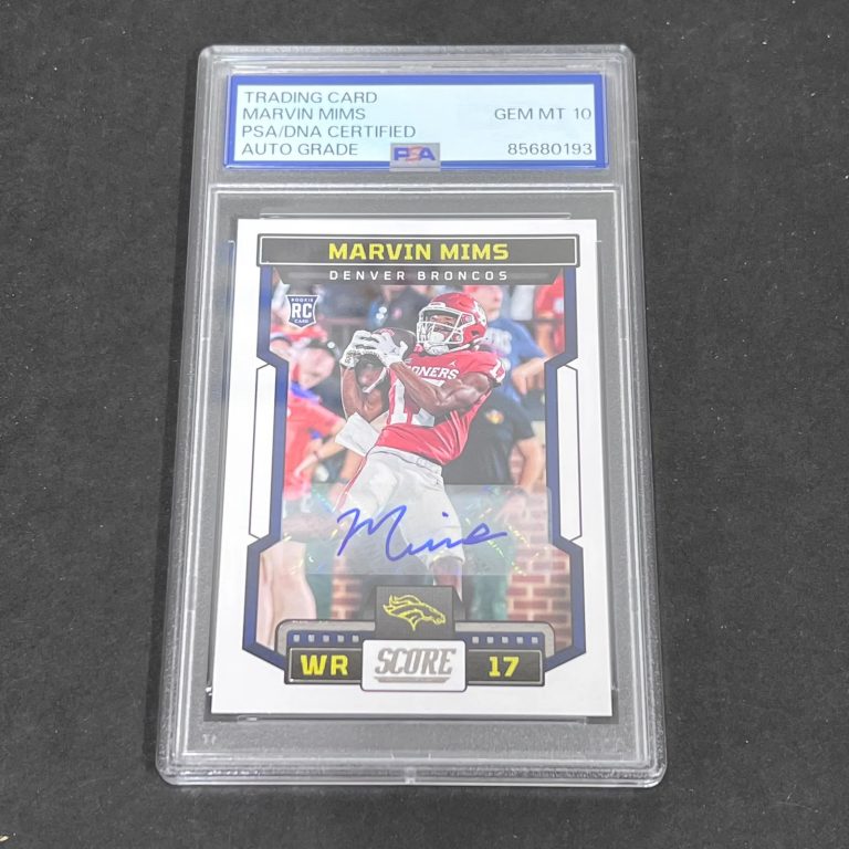 2023 Marvin Mims Panini Rookie Card#354 Signed Card PSA 10 Auto Auth Autographed