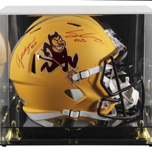ASU Sam Leavitt & Jordyn Tyson Signed Sparky F/S Speed Rep Helmet W/ Case BAS W