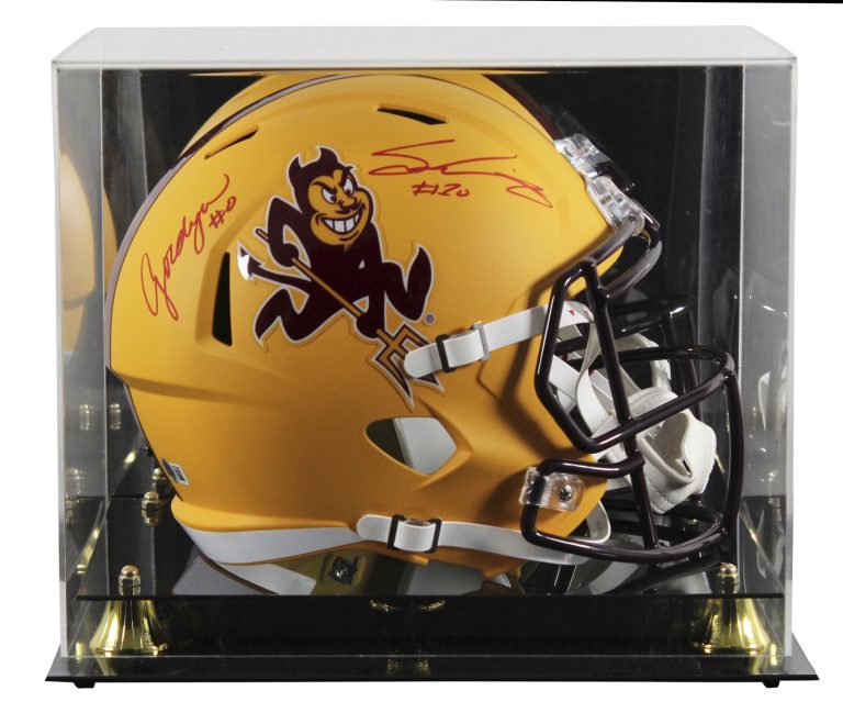 ASU Sam Leavitt & Jordyn Tyson Signed Sparky F/S Speed Rep Helmet W/ Case BAS W