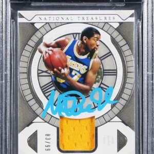 Magic Johnson Signed 2021 NT Timeless Mat #18 #83/99 Card Auto 10! BAS Slabbed