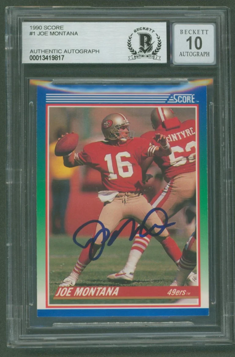 49ers Joe Montana Authentic Signed 1990 Score #1 Card Auto Grade 10! BAS Slabbed