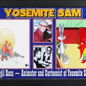 Virgil Ross Looney Tunes Signed & Framed Hand Drawn Yosemite Sam Sketch BAS