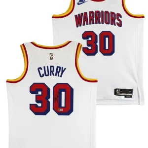 Warriors Stephen Curry Signed White Nike 2024 Classic Ed. Swingman Jersey BAS