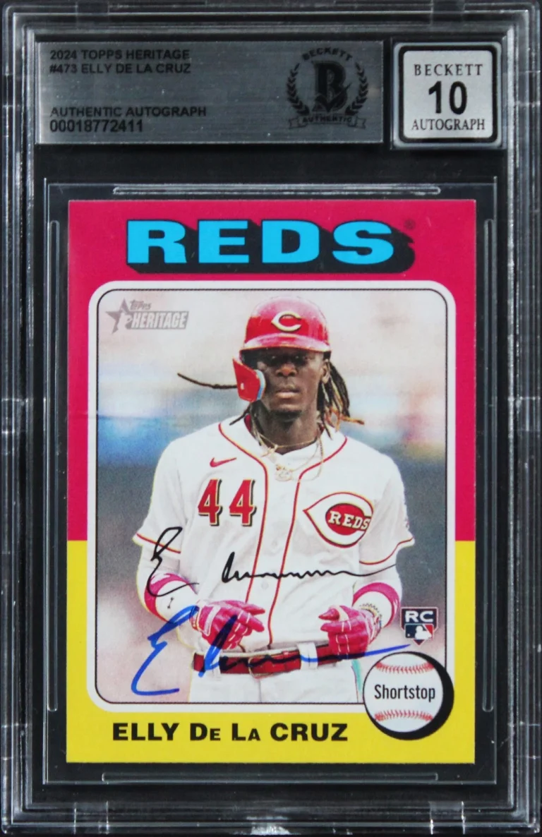 Reds Elly De La Cruz Signed 2024 Topps Heritage #473 RC Card Auto 10 BAS Slabbed