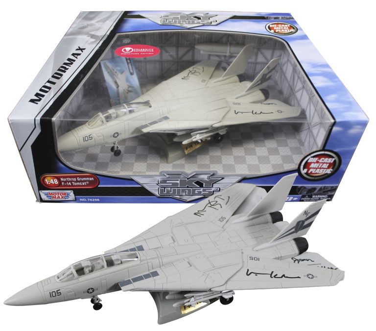Top Gun (3) Kilmer Skerritt & Tolkan Signed F-14 Die-Cast Tomcat 1:48 Model BAS