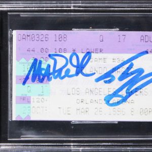 Shaq & Magic Signed 1996 Magic VS Lakers Ticket Stub Auto 10! BAS Slabbed