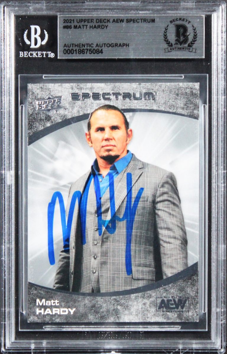 WWE MATT HARDY 2021 UPPER DECK AEW SPECTRUM #86 CARD AUTOGRAPHED BAS SLABBED COLLECTIBLE MEMORABILIA