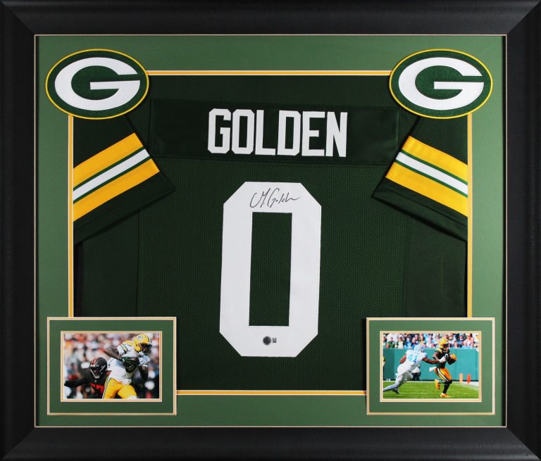 Matthew Golden Authentic Signed Green Pro Style Framed Jersey BAS Witnessed 2