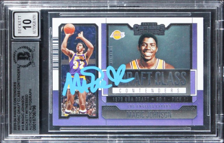 Magic Johnson Signed 2023 Panini Contenders HDC #15 Card Auto GM 10! BAS Slabbed