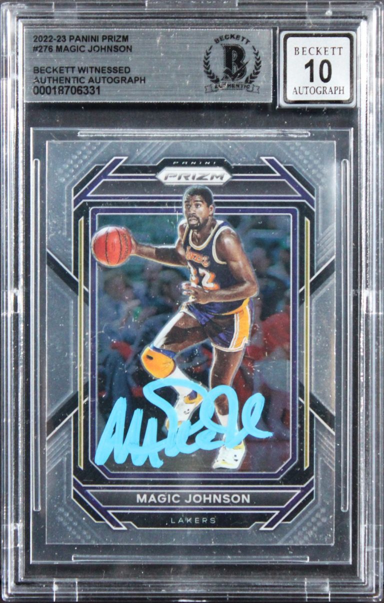 Lakers Magic Johnson Signed 2022 Panini Prizm #276 Card Auto GM 10! BAS Slabbed