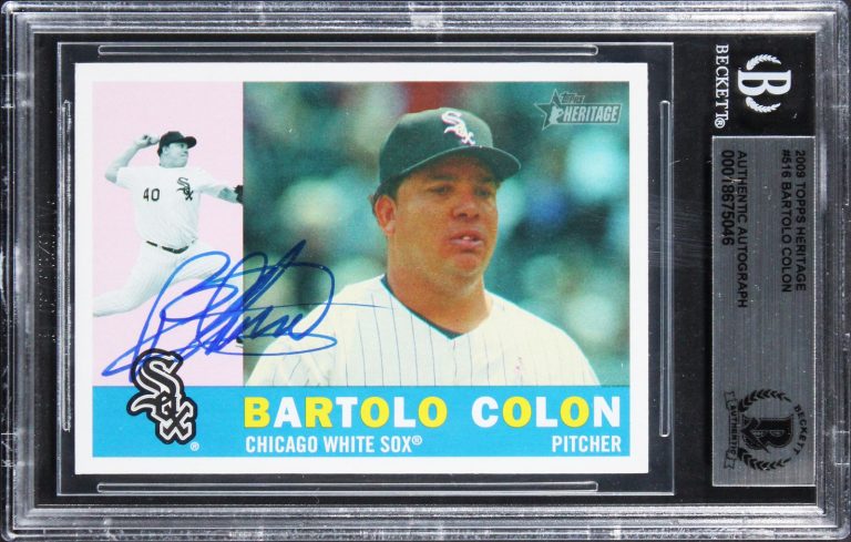 WHITE SOX BARTOLO COLON AUTHENTIC SIGNED 2009 TOPPS HERITAGE #516 CARD BAS SLAB COLLECTIBLE MEMORABILIA
