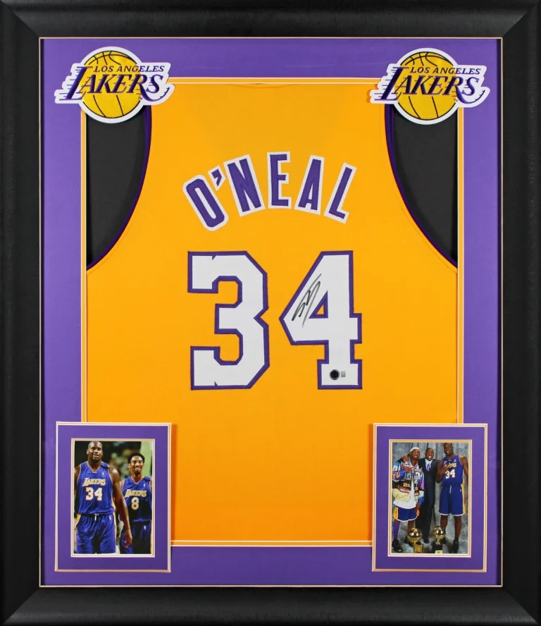 Shaquille O'Neal Authentic Signed Yellow Pro Style Framed Jersey BAS Witnessed