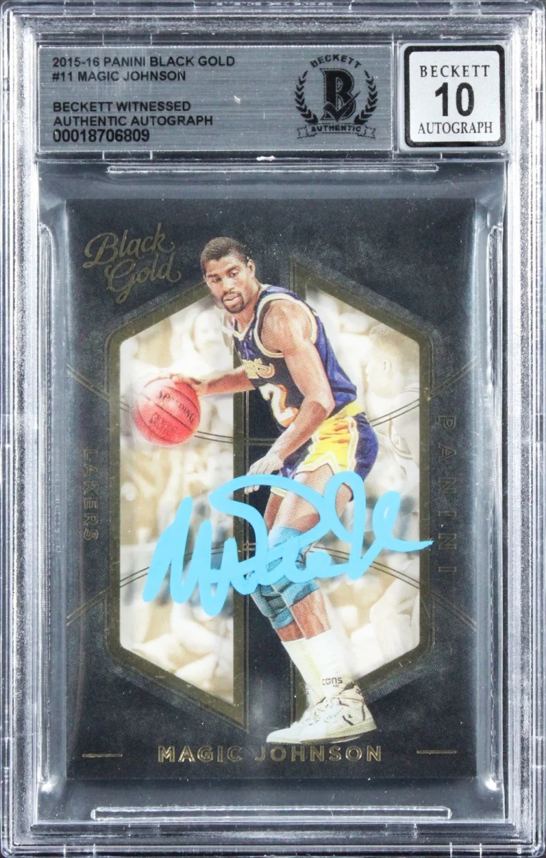 Lakers Magic Johnson Signed 2015 Panini Black Gold #11 Card Auto 10! BAS Slabbed