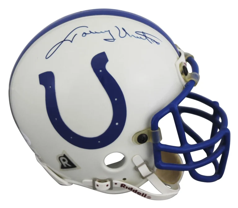 Colts Johnny Unitas Authentic Signed VSR4 Rep Mini Helmet JSA #YY45892