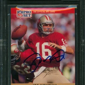 49ers Joe Montana Signed 1990 Pro Set #293 Card Auto Graded 10! BAS Slabbed