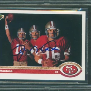 49ers Joe Montana Signed 1991 Upper Deck #54 Card Auto Graded 10! BAS Slabbed