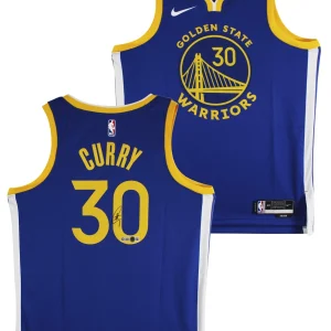 Warriors Stephen Curry Signed Blue Nike Icon Edition Swingman Jersey BAS