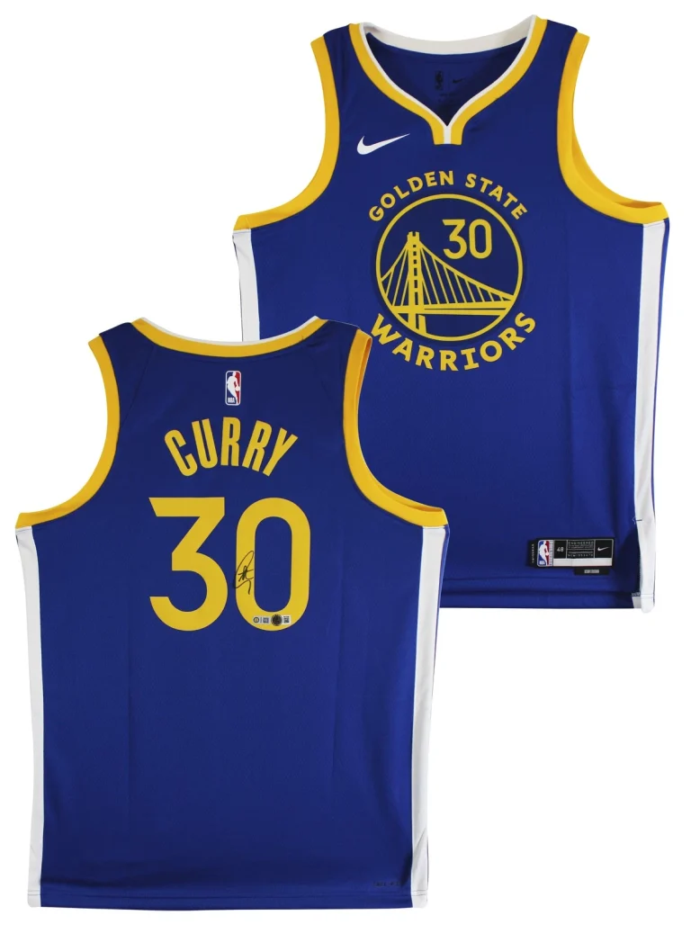 Warriors Stephen Curry Signed Blue Nike Icon Edition Swingman Jersey BAS