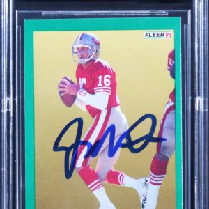 49ers Joe Montana Signed 1991 Fleer #360 Card Auto Graded Mint 10! BAS Slabbed