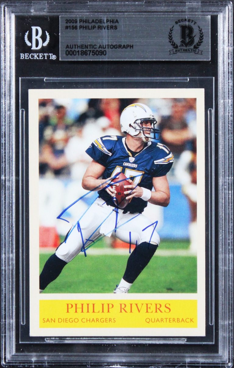 Chargers Philip Rivers Authentic Signed 2009 Philadelphia #156 Card BAS Slabbed