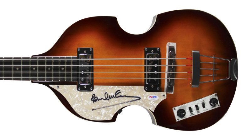 Paul McCartney The Beatles Signed Left Handed Hofner Violin Bass Guitar PSA/DNA