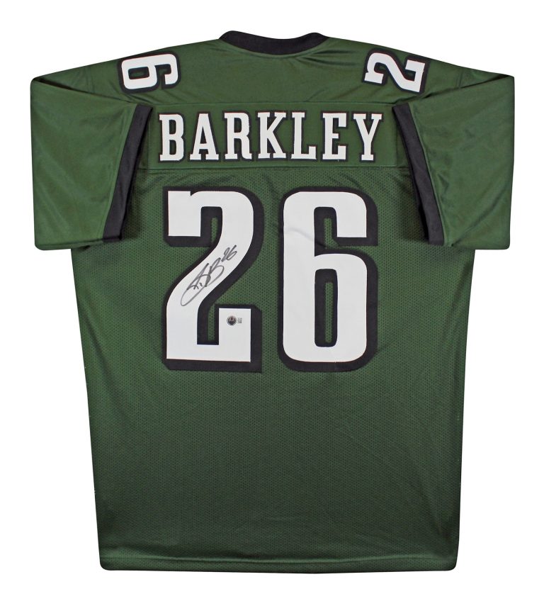 Saquon Barkley Authentic Signed Green Pro Style Jersey Autographed BAS Witnessed