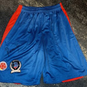 Pibe Carlos Valderrama Signed Official Columbia Soccer Shorts Legend Beckett