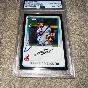 Francisco Lindor Signed 2011 1st Bowman Card Rookie Card Indiana Mets PSA/DNA