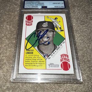 Francisco Lindor Signed 2015 Topps Heritage Trading Card Rookie PSA/DNA Auto 10