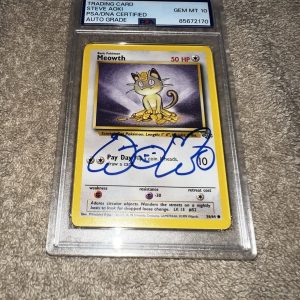 Steve Aoki Signed Official Pokemon Trading Card 56 Meowth PSA/DNA Auto 10