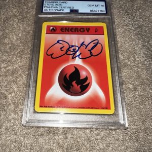 Steve Aoki Signed Official Pokemon Trading Card Fire Energy PSA/DNA Auto 10