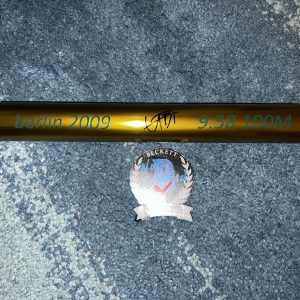 Usain Bolt Signed Gold Baton Berlin 2009 9.58 Record Jamaica Beckett #3