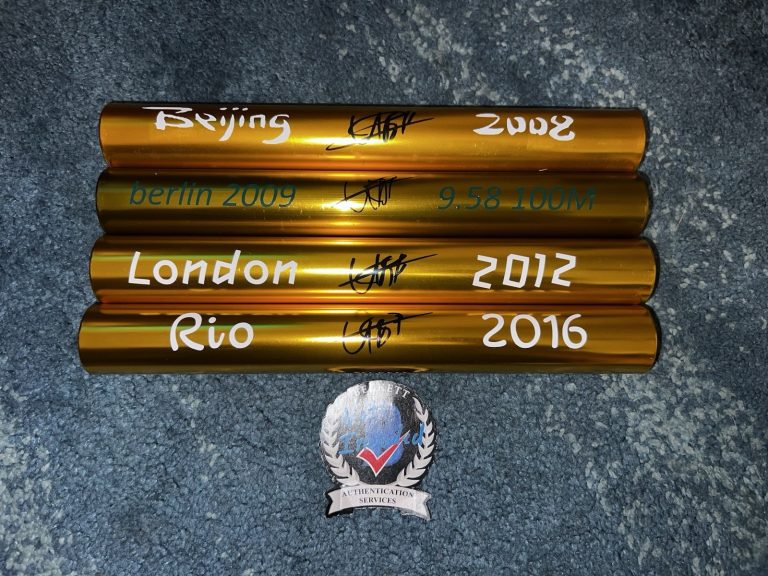 Usain Bolt Signed Gold Baton Set Beijing, Berlin, London & Rio 🇯🇲 Beckett #4