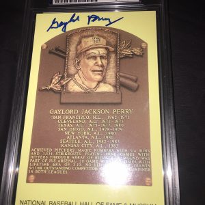 Gaylord Perry Signed Official Baseball HOF Plaque Postcard PSA/DNA Slab #2