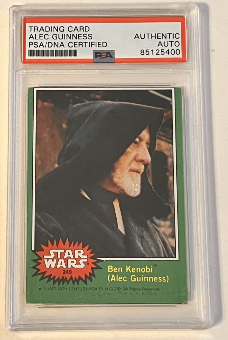 ALEC GUINNESS STAR WARS OB1 SIGNED AUTOGRAPH AUTO TOPPS GREEN CARD PSA SLAB COLLECTIBLE MEMORABILIA