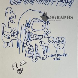 Gary Panter & Flea SIGNED Original Hand Drawn Art Sketch Red Hot Chili Peppers