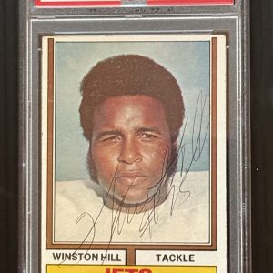 Winston Hill 1974 Topps Card New York Jets SIGNED Autographed Auto PSA Slabbed