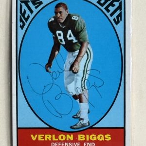 Verlon Biggs SIGNED Autographed Auto NY Jets 1967 Topps Card RARE Super Bowl 3